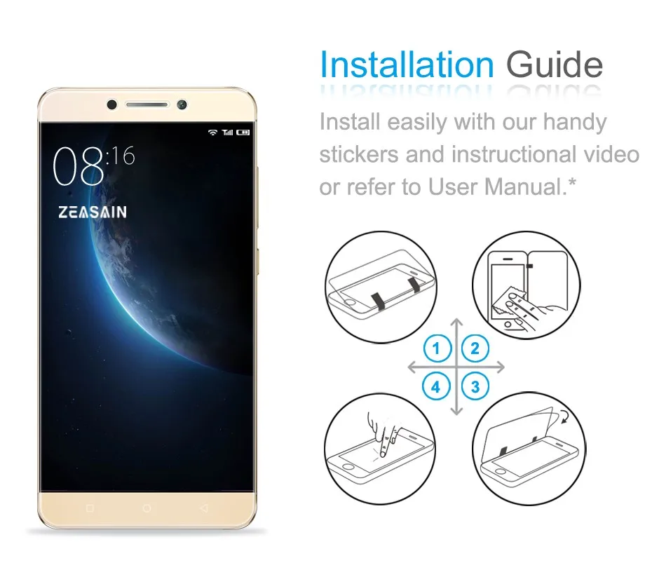 Original ZEASAIN Screen Protector For Leeco le 2 pro le2 Premium 9H Tempered Glass 2.5D 0.3mm Toughened glass Protective Film (3)