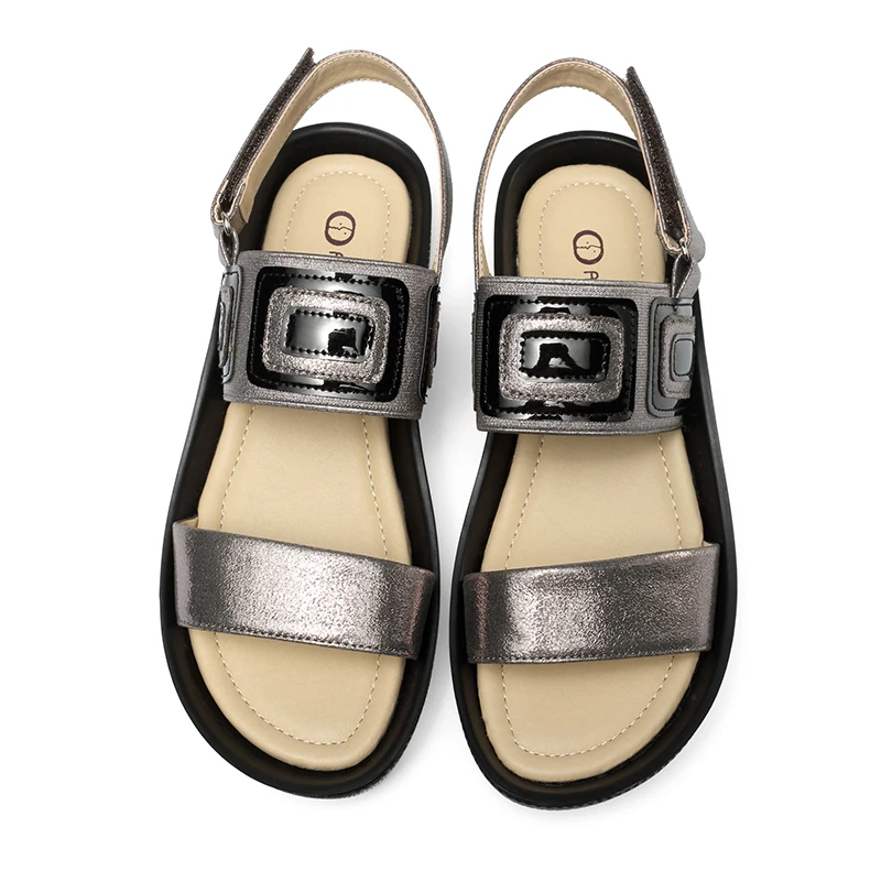 AIMEIGAO Plus Size Flat Summer Women Sandals Flat Casual Shoes Fashion Comfortable Roman Sandals Peep-toe Flat Women Shoes