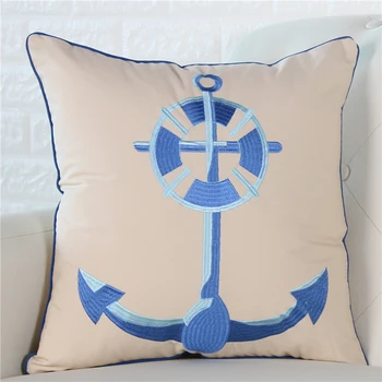 

45x45cm cotton anchor embroidered cushion cover mediterranean pillow case decorative lumbar pillow cover backrest pillowcase