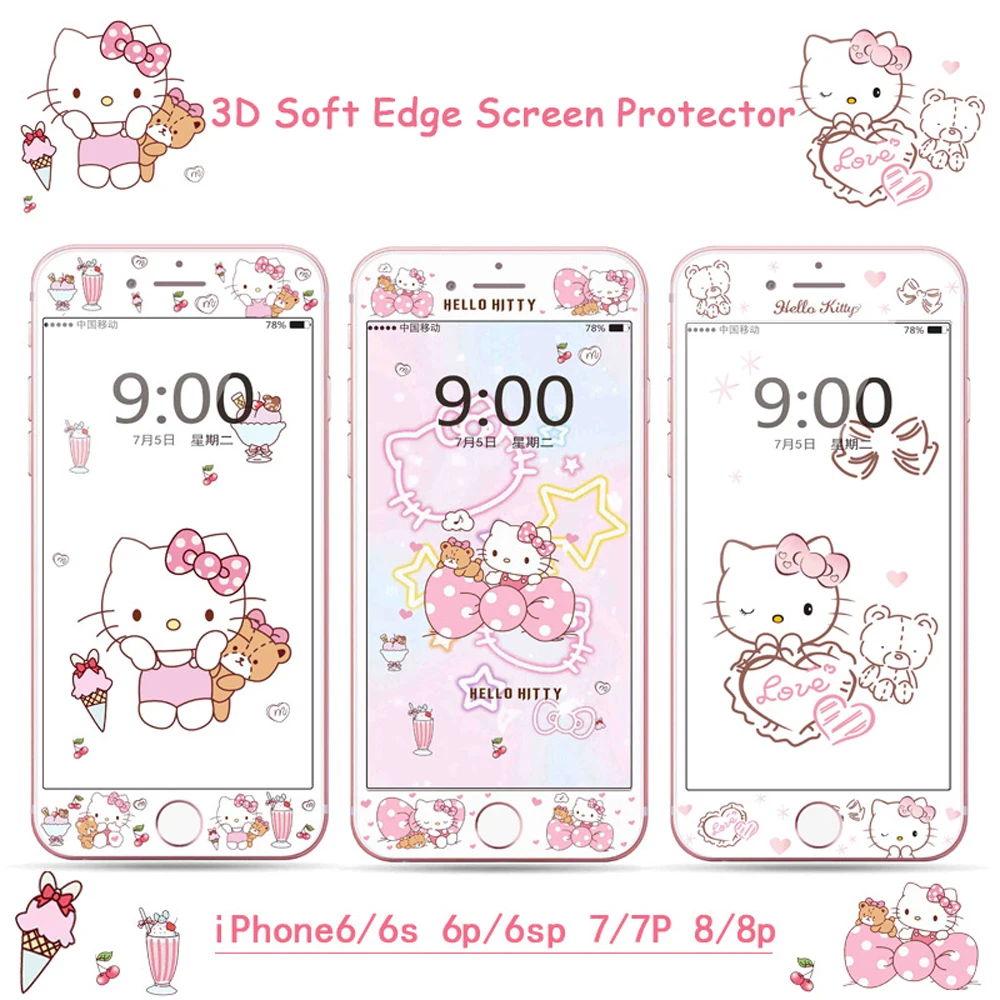 

Full Cover Tempered Glass Screen Protector For iPhone 7 Plus Cartoon 3D Premium Anti Explosion Film For iPhone 6 6s 8 Plus SG02