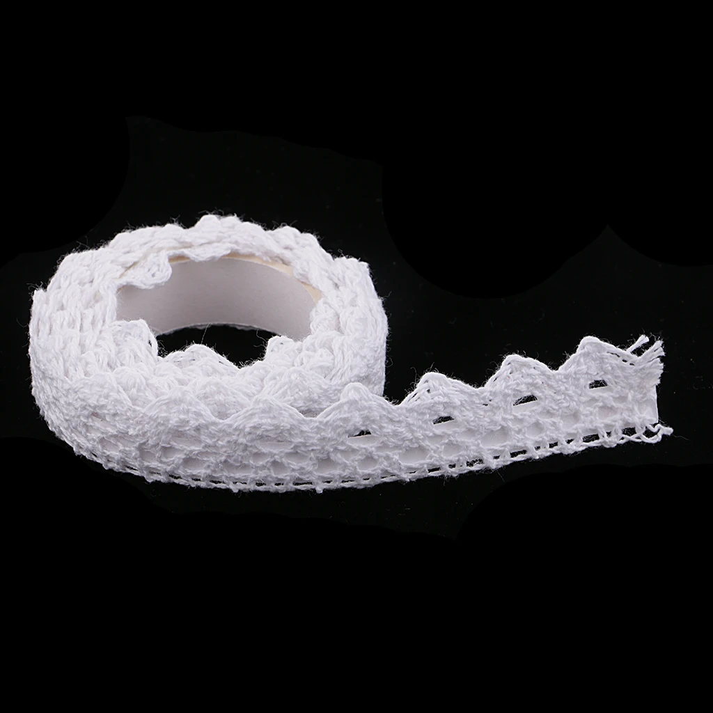 2 Yards Cotton Lace Washi Tape Self Adhesive Sticker for DIY Diary Scrapbook Album Card Making Decoration 15mm Wide