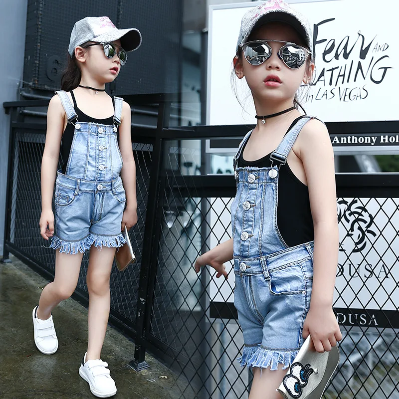 2017 Summer US Style Girl Jumpsuit Cute Tassel Fashion Washed Jeans
