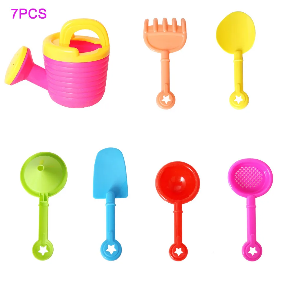 7 шт пляжные игрушки цвет случайный набор лопаты, грабли, спринклерной, песок ведро игрушки для ванной выбор для детского праздника(6001