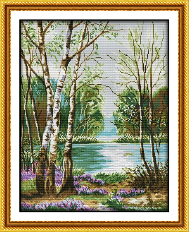 

Beautiful View of Lake Scenery Cross Stitch 11CT Printed 14CT Handmade Cross Stitch Set Cross-stitch Kits Embroidery Needlework