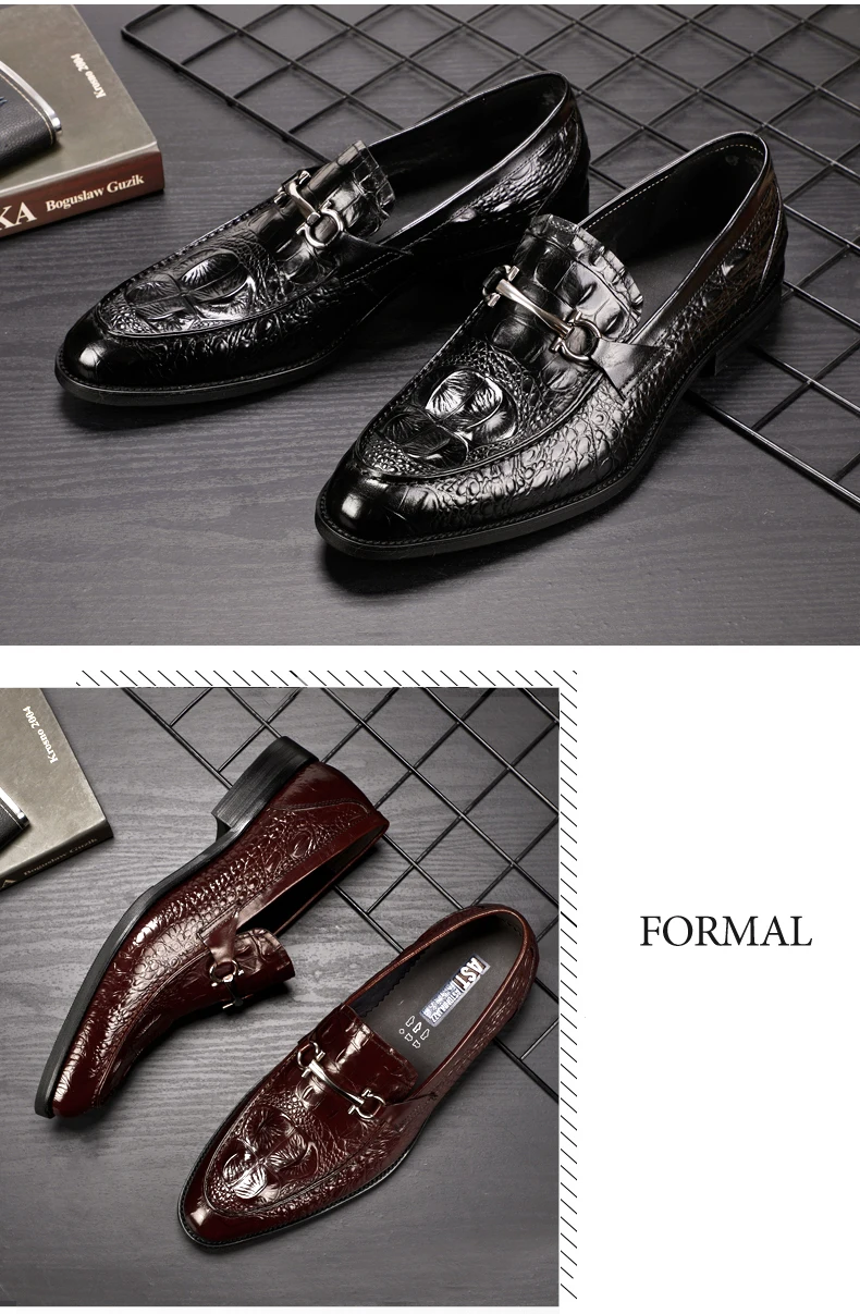 Men's Leather Casual Shoes' Oxfords Shoe Genuine Leather Shoes Men Formal Loafers Emboss Crocodile Casual Shoes Men Size 46 45   (4)
