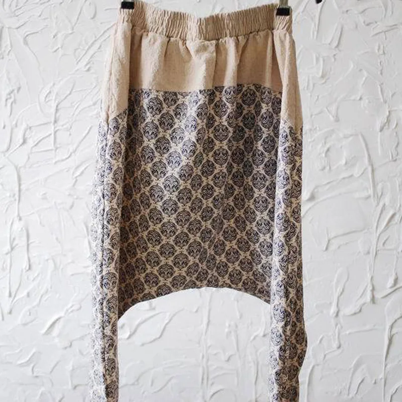 Асимметричные 2017 Осенние повседневные стильные ретро цветные широкие шаровары с