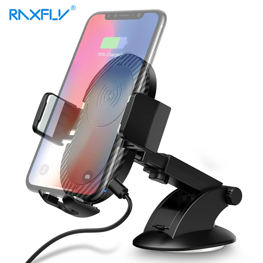 RAXFLY Car Wireless Charger For iPhone XS Max XR XS X 8 Plus Multi Function  Wireless Car Holder Charger For Phone in Car 10W   