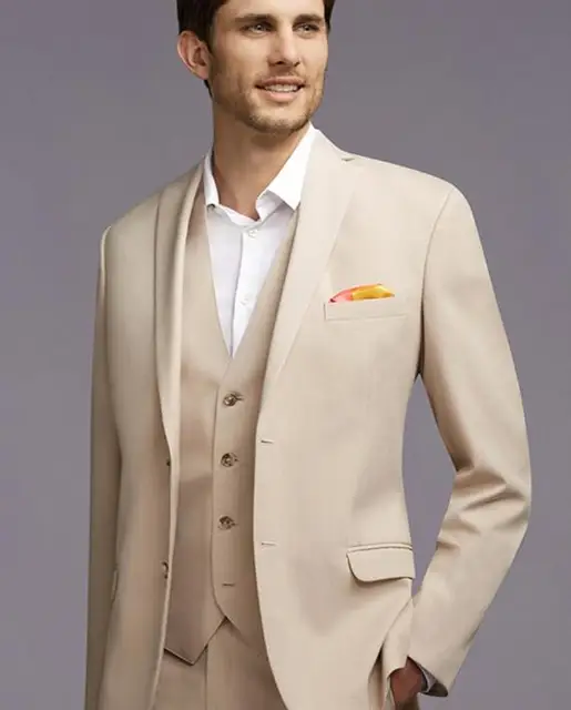 Khaki Suits for Weddings Groom Tuxedos Cheap Notched Lapel 2018 Vintage