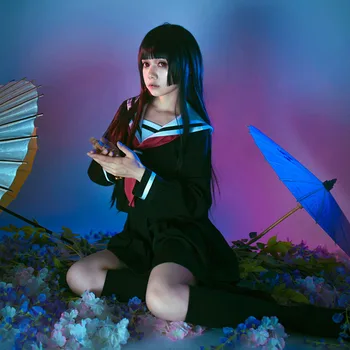 

Anime Hell Girl Cosplay Cotumes Jigoku Shojo School Student Girl's JK Uniform Shirt +Skirt Sailor Suit S-XL