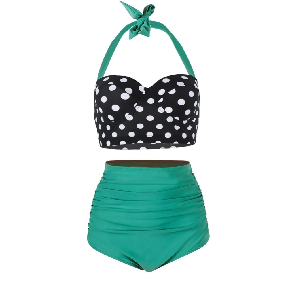 Bikini De talla grande para mujer, traje De baño De dos piezas De lunares, Tankini De cintura