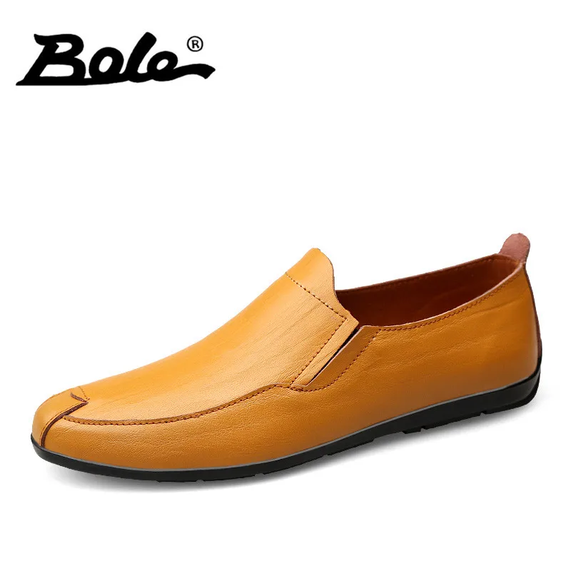 

BOLE New Designer 36-47 Large Size Shoes Men Fashion Walking Durable Handmade Genuine Leather Men Loafers Breathable Men Flats