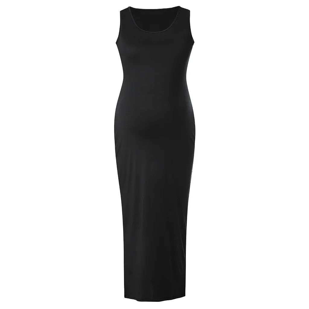 ARLONEET, летнее платье для беременных,, vestidos, сексуальное, одноцветное, круглый вырез, без рукавов, платья для беременных женщин, vetement grossesse