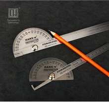 Total 200/360mm Acero Inoxidable Goniómetro Medidor de Ángulo de Medición de Herramientas de Diseño Conjunto Cuadrado
