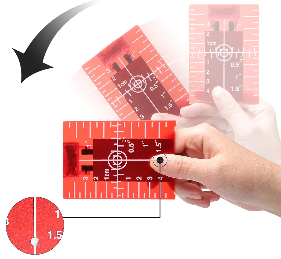 Huepar Магнитная красная мишень для роторного перекрестного лазерного уровня горизонтального и вертикального лазерного усиления и дальномер