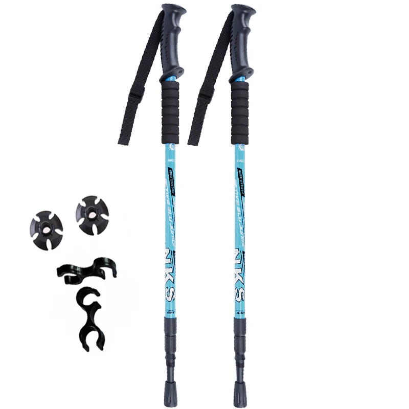 2Pcs/lot Anti Shock Nordic Walking Sticks Telescopic Trekking Hiking Poles Ultralight Walking Canes With Rubber Tips Protectors 21