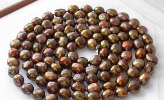 

Jewelr 005119 GREAT 50" coffee baroque freshwater pearl necklace