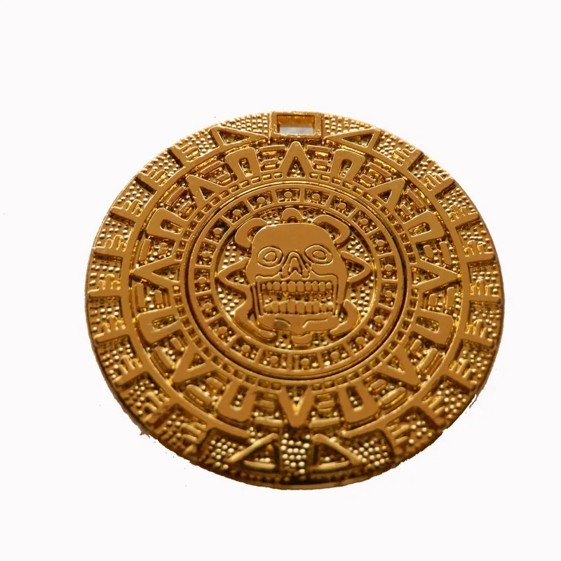 Игрушка Aztec Золотое сокровище Пиратская монета Золотой плакированный кулон|pendant