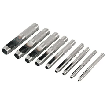 

9PCS 2.5mm 10mm Carbon Steel Leather Punching Round Belt Punching Tool Hollow Drill Punch Kit
