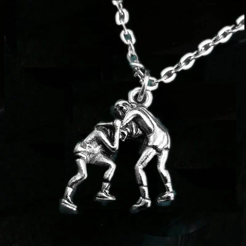 

12pcs/Lot Wrestling Necklace Pendant Charm Team Gift Silver Tone