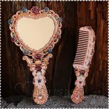 European Large Foldable Heart Shape Packet Mirror Set Vanity Travel Mirror Makeup Mirrors For Girl Gift J034