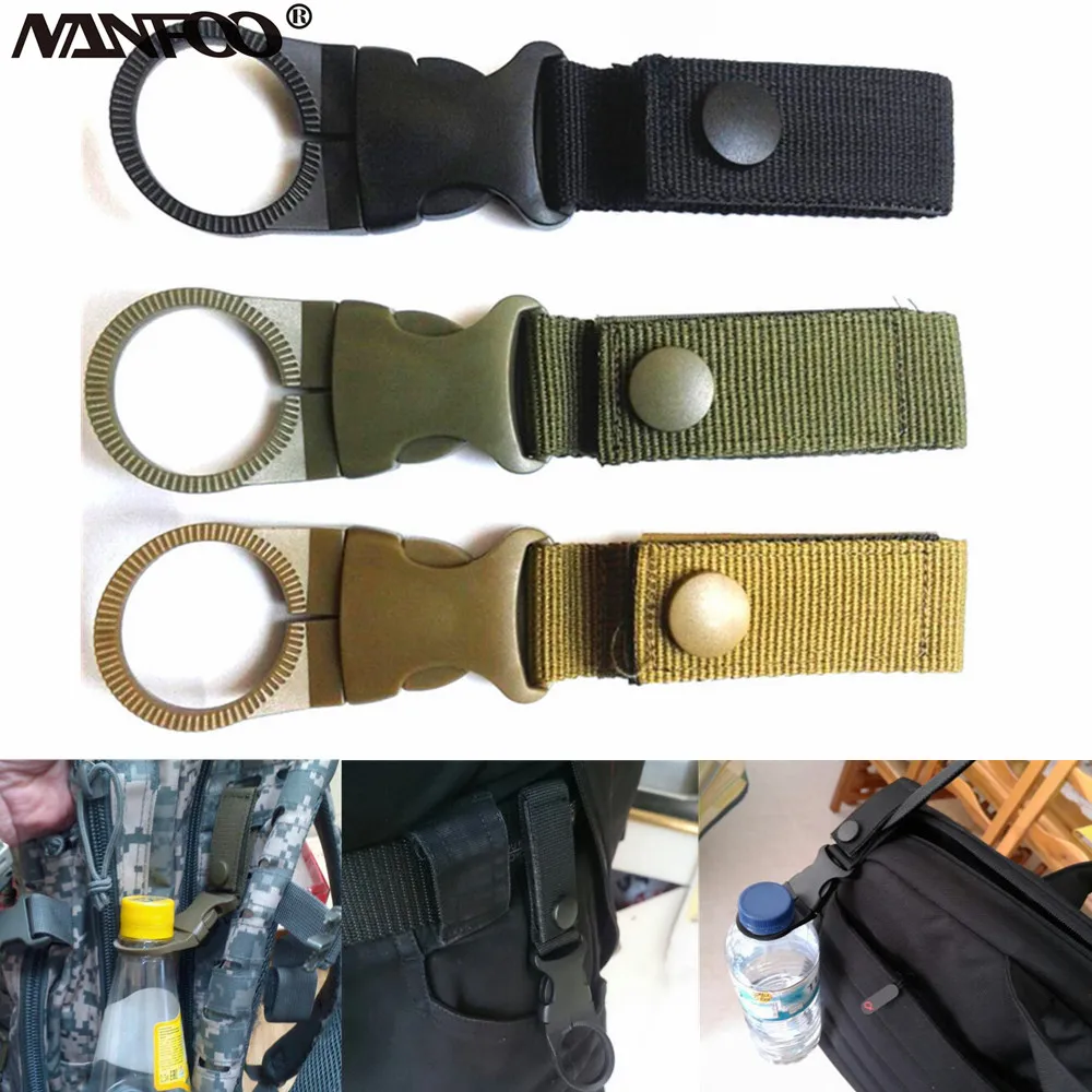 

Hot Sale EDC GEAR New Outdoor Tactical Nylon Molle Webbing Buckle Hook Water Bottle Holder Clip Three Colors Cheap