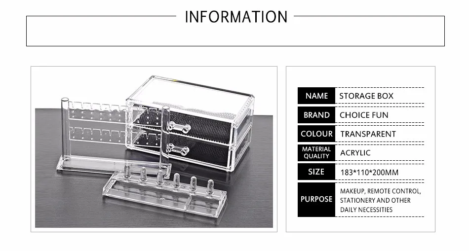 Веселый выбор Clear 2 пластиковые выдвижные ящики Складная акриловая мебель косметический Органайзер для хранения макияжа кольцо, ожерелье, серьги коробка для ювелирных изделий