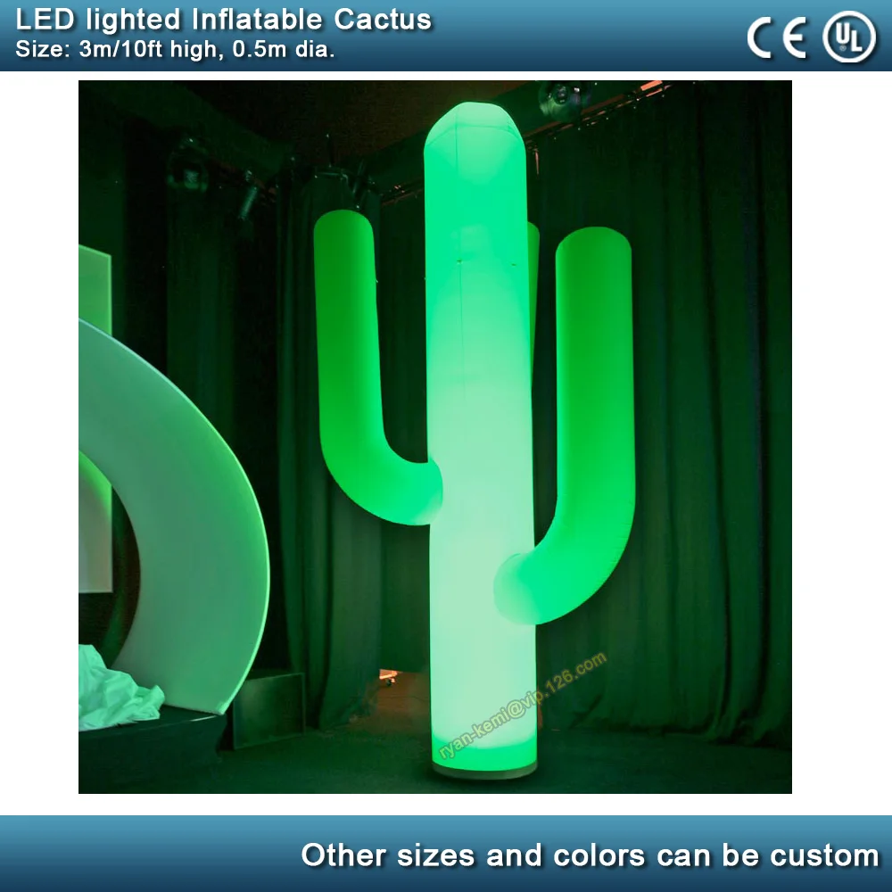 

3m 10ft LED lighting inflatable cactus pillar large inflatable cacti column inflatable tropical plant bar party stage decoration