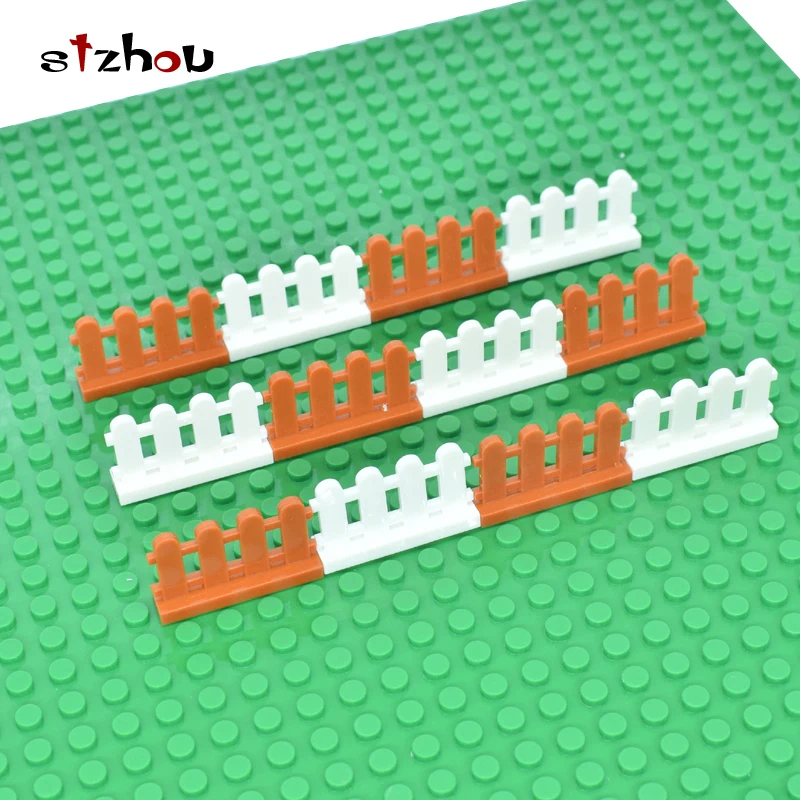 

100pcs/Lot Garden DIY Brick Parts Brown Fence Block Compatible with LegoING Block Accessorie