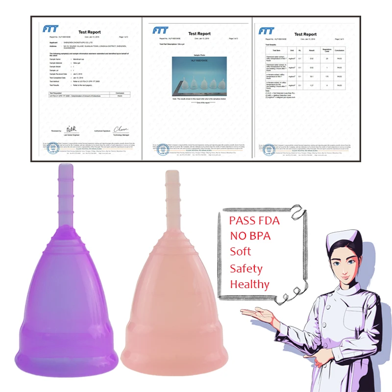2pcs Menstrual Cup Medical Grade Silicone Hygiene Menstrual Cups Lady Period Cup Collector Menstrual Women Vaginal Cups+Gift box
