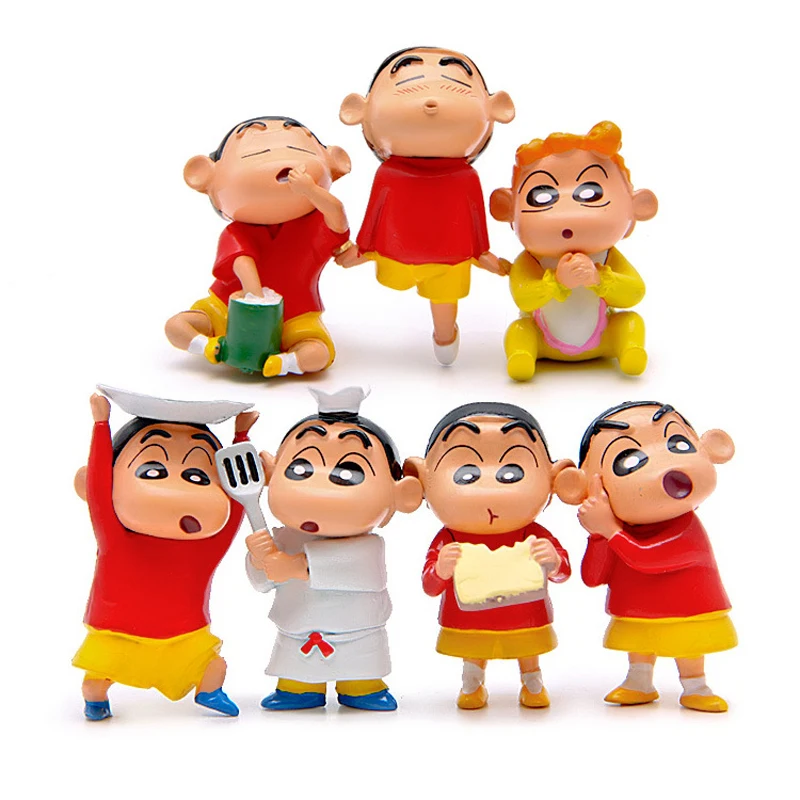 7pcs/lot Anime Crayon Shin chan Eating Food Style Cute PVC Action