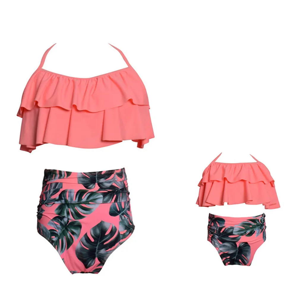 

Bikini Mom and Daughter Swimsuit Push Up Swimwear Halter Summer Beach Biquini Maillot De Bain Swimsuits Plus Size