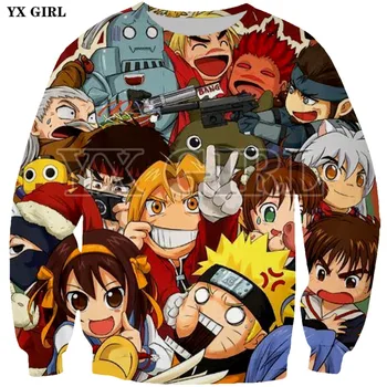 

YX Girl Anime Character Women Man 3d Print Autumn Sweatshirt Fashion Long Sleeve O-neck Pullover Women Polyester Sweatshirt