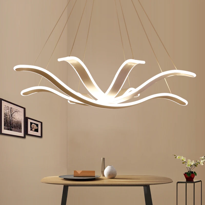 

Chandelier Lighting Lustre Led Lamp Modern Hanging Light Fixture Aluminium Ceiling Plate Remote Control Chandeliers Living Room