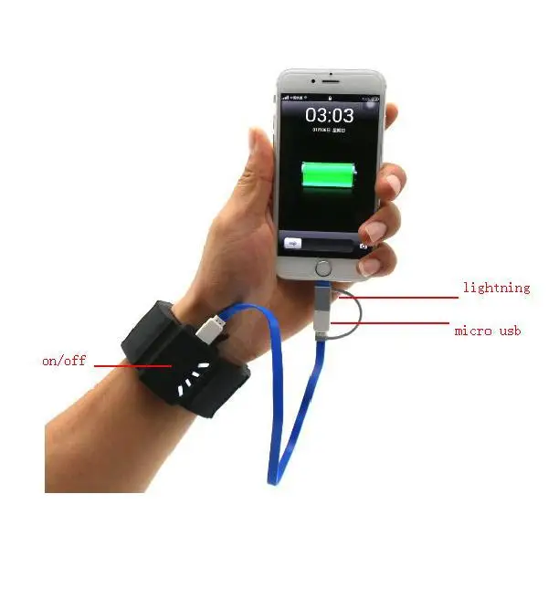 USB3000mAhWearableBatteryPackBraceletPowerBankWristwatch