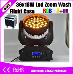 2 шт./лот кейс пакет светодиодный Увеличить 36X18 Вт с rgbwauv DMX 512 19 каналов для DJ Disco зум ручная стирка Лира свет