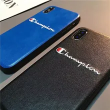 

Luxury Brand Embroidery Leather Grain Phone Case for iPhone XS Max XR 8 7 6 6S Plus Silicone Cover For iphone X 8plus Trend Case