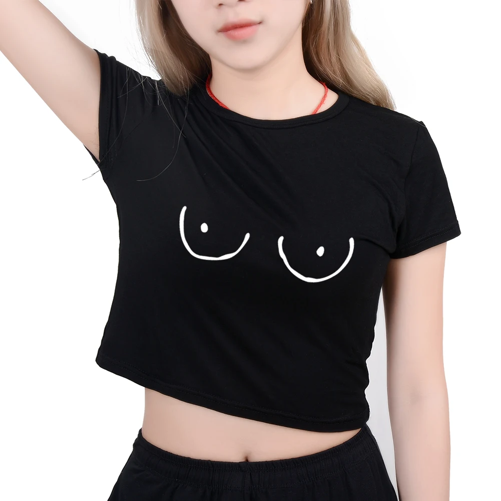Женская футболка забавная с принтом TITTIES Cross BOOBIES хлопковая Повседневная для