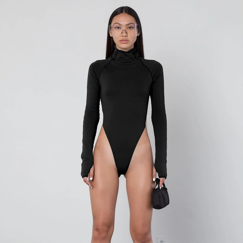 ZHYMIHRET Autumn Winter Neon Color Mock Neck Women Bodysuit 2018 Skinny Playsuit Mock Neck Long Sleeve Jumpsuit Female Romper ZHYMIHRET Autumn Winter Neon Color Mock Neck Women Bodysuit 2018 Skinny Playsuit Mock Neck Long Sleeve Jumpsuit Female Romper