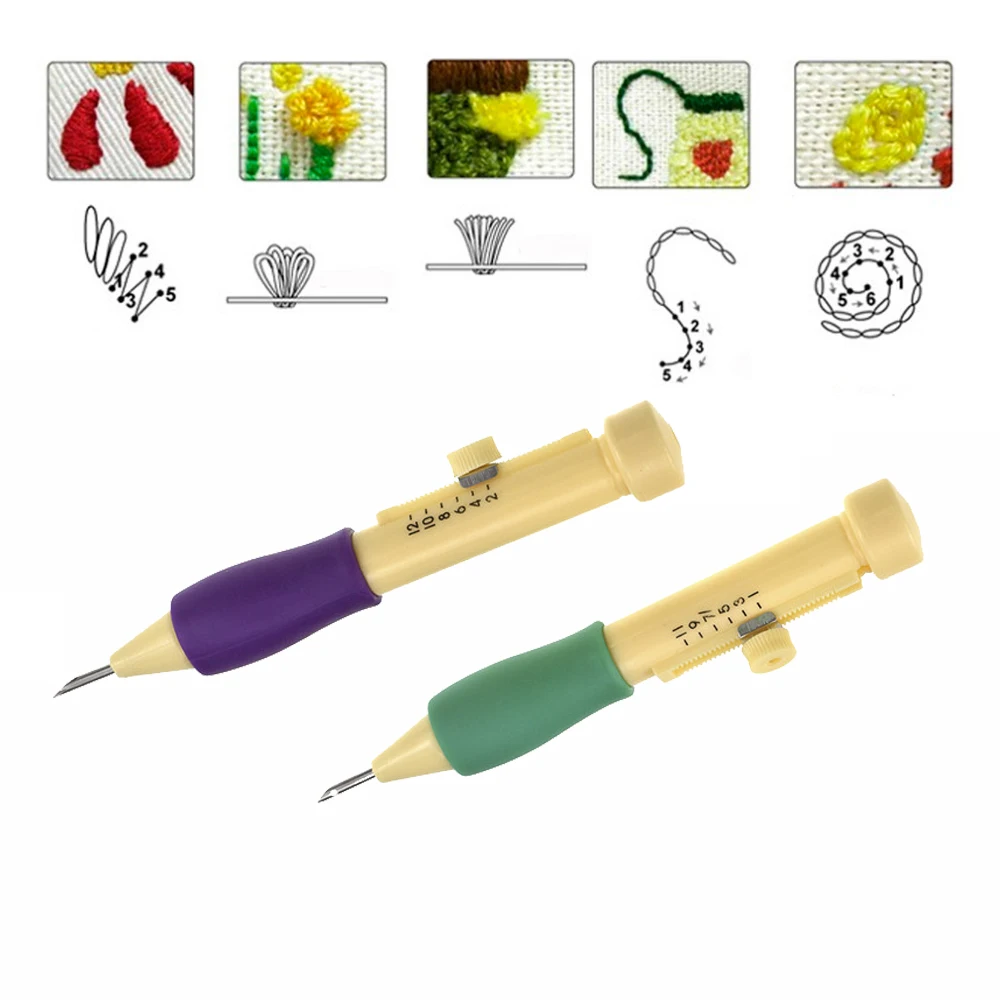

Magic Embroidery Pen Punch Needle Set 3 Needles 2 Threaders Sewing Craft Tools DIY Craft Knitting Sewing Tool for Embroidery