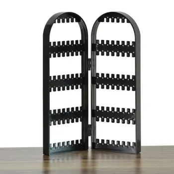 

2/3 Panel 5layers Jewelry Display Screen Folding Earrings Stand Holder Rack Bracelet Plastic Clear Black Organizer Necklace 2019