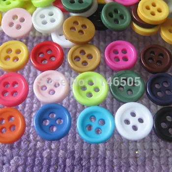 

100/200pcs/lot 9mm Random Mixed Color Resin Buttons Painting Sewing Buttons Flatback Scrapbook Appliques 4-Holes