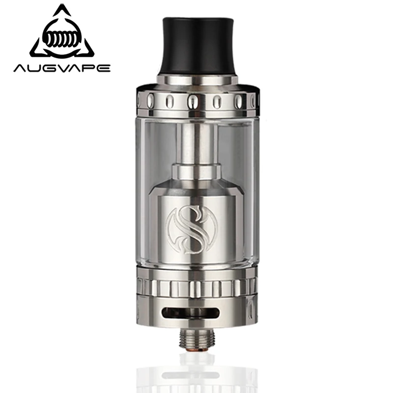 Koop Augvape Merlin RTA Tank Verstuiver 23mm 4 ML Enkele Spoel Deck Dual Luchtstroom Vape Vaporizer Elektronische Sigaret Verstuiver Tank