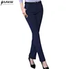 Mode femmes pantalon grande taille formel OL printemps automne 2017 nouveau bureau dames couleur unie Slim taille moyenne pantalon bleu marine noir ► Photo 1/6