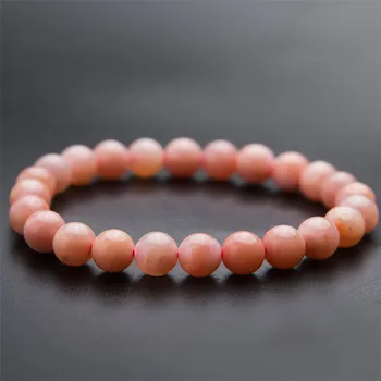 

New Arrival Genuine Pink Natural Opal Bracelets Women Lady Stretch Natural Stone Crystal Round Bead Bracelet 8mm