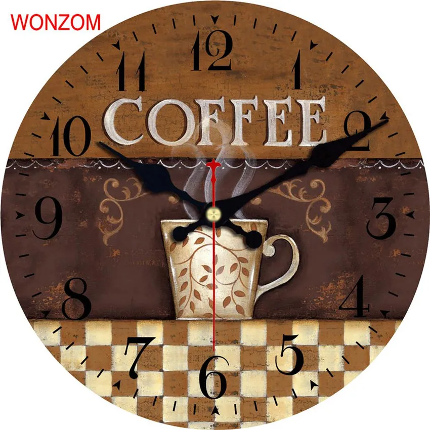

WONZOM Coffee Design Large Latte Wall Clock Silent Living Room Wall Decor Saat Home Decor Watch Wall 2017 Reloj De Pared Gift