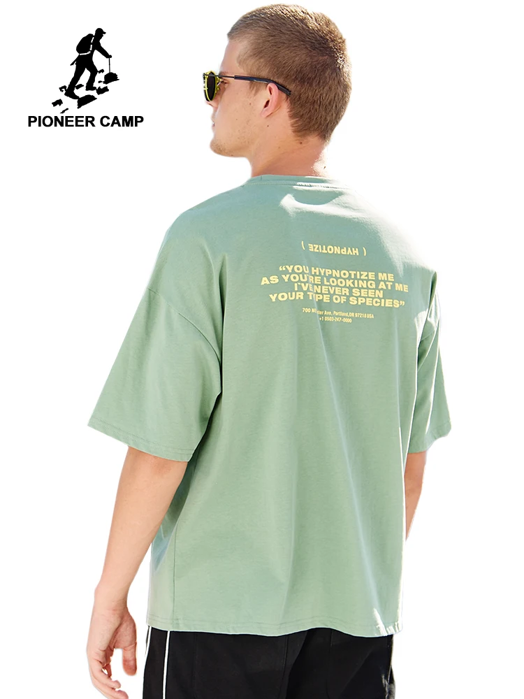 

Pioneer Camp Cotton Letter Print Loose Mens o-neck t shirts Fashion Men's Tops Men T-shirt Short Sleeve Male Tshirt ADT901094