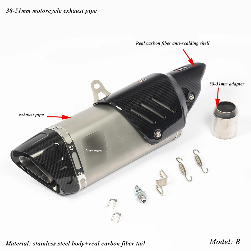Универсальный глушитель выхлопной трубы мотоцикла наконечник трубы дБ убийца модифицированный 38 мм-51 мм мото хвост Настоящее углеродное волокно глушитель системы