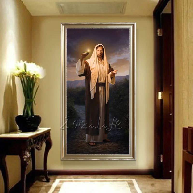 Картина с изображением Иисуса Христа, портрета, декоративная живопись, принт с распылителем, жикле, печать на холсте, настенные наклейки, домашний декор