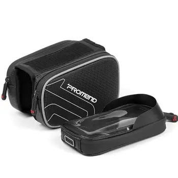 

New PROMEND bike bag mountain bike tube saddle bag waterproof touch screen mobile phone bag riding equipment(Black)