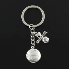 Fashion 30Mm Sleutelhanger Sleutelhanger Sieraden Zilveren Kleur Ik Liefde Basketbal Hanger